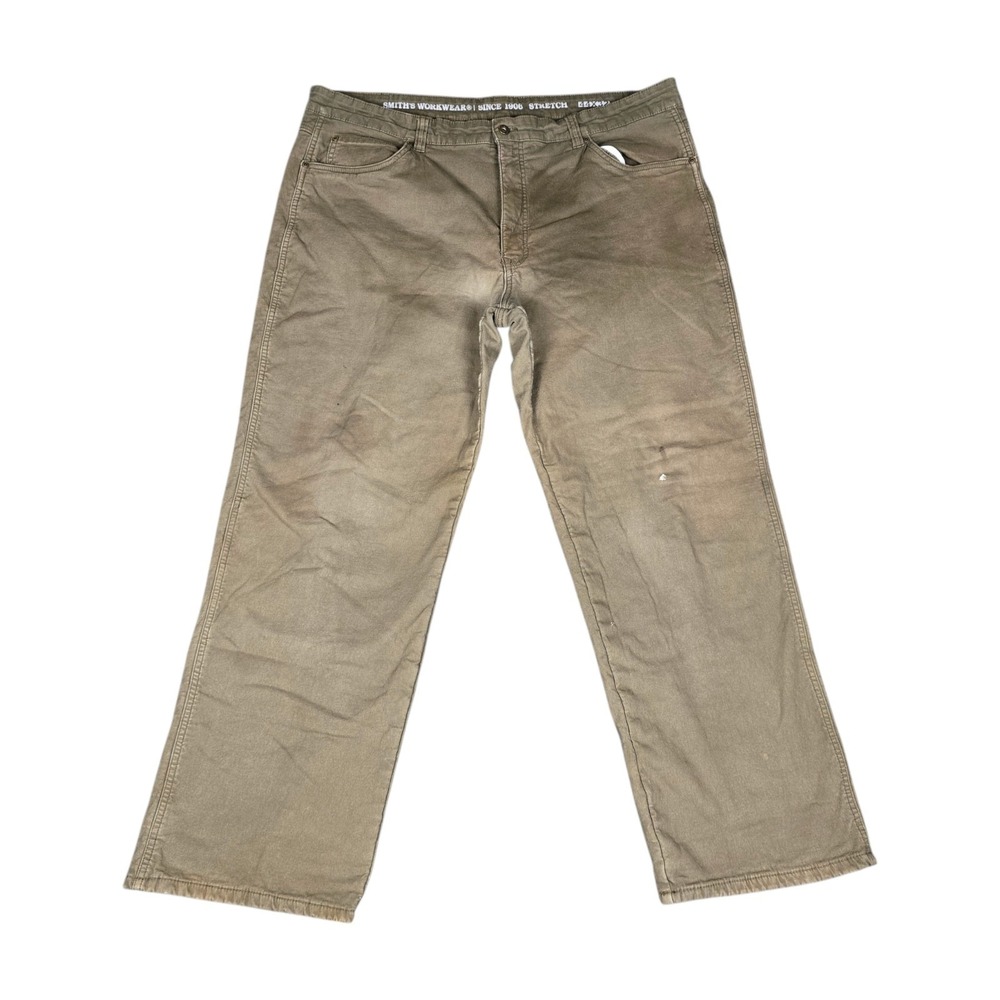 Smith's Workwear Pants Men's 44x30 Stretch Fleece Lined Canvas 5 Pocket Brown